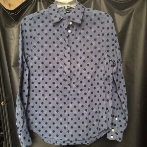 J. Crew XS Polka-Dot Buttoned Long-Sleeve Blouse